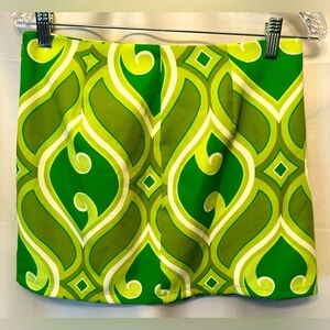 Galita Women’s Retro 70’s Mini Skirt Size Large Green Wavy Pattern Made In Italy